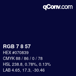 カラーコード: RGB 7 8 57 | qconv.com