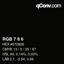 カラーコード: RGB 7 8 6 | qconv.com