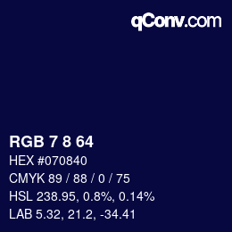 カラーコード: RGB 7 8 64 | qconv.com