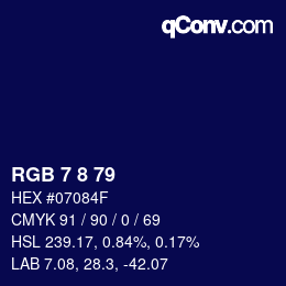 カラーコード: RGB 7 8 79 | qconv.com