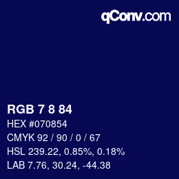 Color code: RGB 7 8 84 | qconv.com