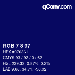 颜色代码: RGB 7 8 97 | qconv.com