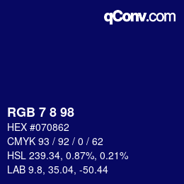 Color code: RGB 7 8 98 | qconv.com