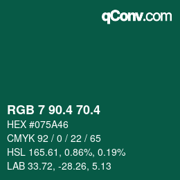 カラーコード: RGB 7 90.4 70.4 | qconv.com