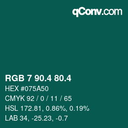 カラーコード: RGB 7 90.4 80.4 | qconv.com