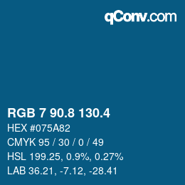 カラーコード: RGB 7 90.8 130.4 | qconv.com