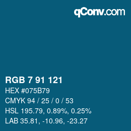 Color code: RGB 7 91 121 | qconv.com