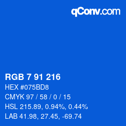 Color code: RGB 7 91 216 | qconv.com