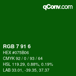 Color code: RGB 7 91 6 | qconv.com