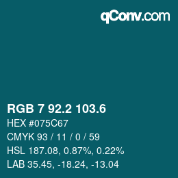 カラーコード: RGB 7 92.2 103.6 | qconv.com