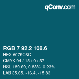 カラーコード: RGB 7 92.2 108.6 | qconv.com