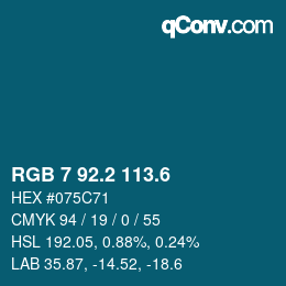 カラーコード: RGB 7 92.2 113.6 | qconv.com