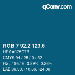 カラーコード: RGB 7 92.2 123.6 | qconv.com