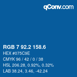 カラーコード: RGB 7 92.2 158.6 | qconv.com