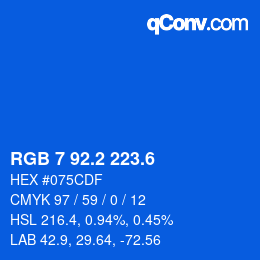 カラーコード: RGB 7 92.2 223.6 | qconv.com