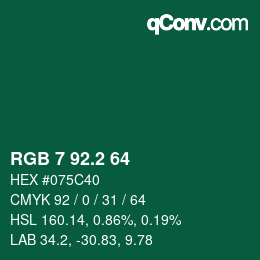 カラーコード: RGB 7 92.2 64 | qconv.com