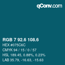 カラーコード: RGB 7 92.6 108.6 | qconv.com