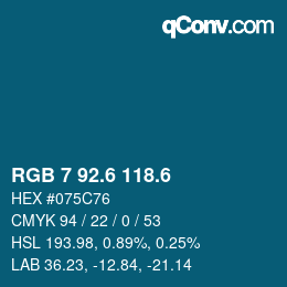 カラーコード: RGB 7 92.6 118.6 | qconv.com