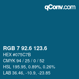 カラーコード: RGB 7 92.6 123.6 | qconv.com