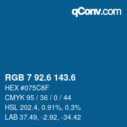 カラーコード: RGB 7 92.6 143.6 | qconv.com