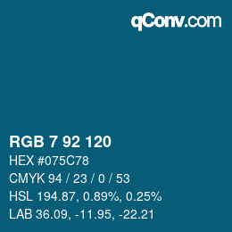 カラーコード: RGB 7 92 120 | qconv.com
