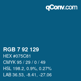 カラーコード: RGB 7 92 129 | qconv.com