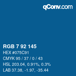 Color code: RGB 7 92 145 | qconv.com