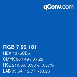 カラーコード: RGB 7 92 181 | qconv.com