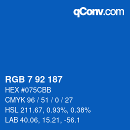 颜色代码: RGB 7 92 187 | qconv.com