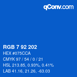 カラーコード: RGB 7 92 202 | qconv.com