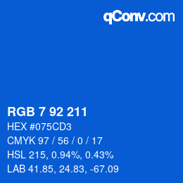 Color code: RGB 7 92 211 | qconv.com