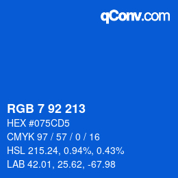 颜色代码: RGB 7 92 213 | qconv.com