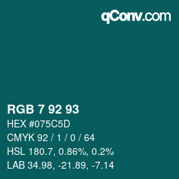 カラーコード: RGB 7 92 93 | qconv.com