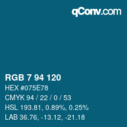 カラーコード: RGB 7 94 120 | qconv.com