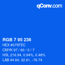 カラーコード: RGB 7 95 236 | qconv.com
