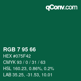 Color code: RGB 7 95 66 | qconv.com