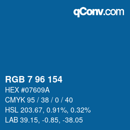 Color code: RGB 7 96 154 | qconv.com