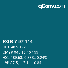Color code: RGB 7 97 114 | qconv.com