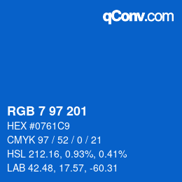 Color code: RGB 7 97 201 | qconv.com
