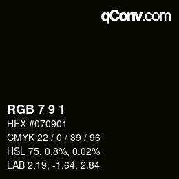 Color code: RGB 7 9 1 | qconv.com