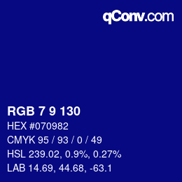 Color code: RGB 7 9 130 | qconv.com