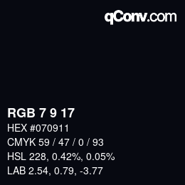 カラーコード: RGB 7 9 17 | qconv.com