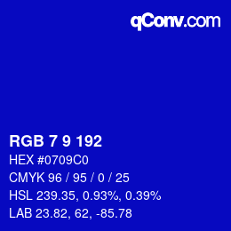Color code: RGB 7 9 192 | qconv.com