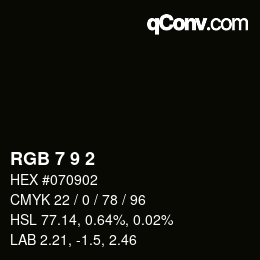 颜色代码: RGB 7 9 2 | qconv.com