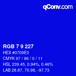 Color code: RGB 7 9 227 | qconv.com