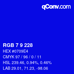 カラーコード: RGB 7 9 228 | qconv.com