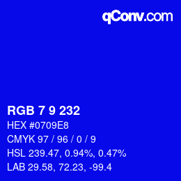 Color code: RGB 7 9 232 | qconv.com