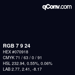 颜色代码: RGB 7 9 24 | qconv.com