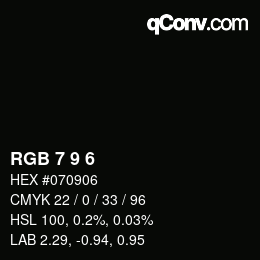 カラーコード: RGB 7 9 6 | qconv.com