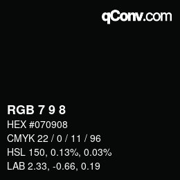 カラーコード: RGB 7 9 8 | qconv.com